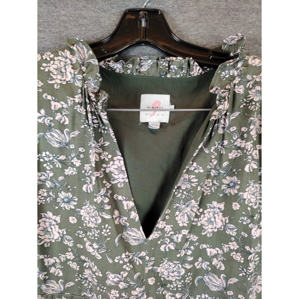 The Nines Womes Dress Small Green Floral Maxi Ruffle V Neck Prairie Cottage Core - Picture 3 of 10